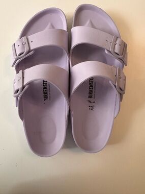 Birkenstock Arizona Lavender Two-Strap EVA Slides Size 10